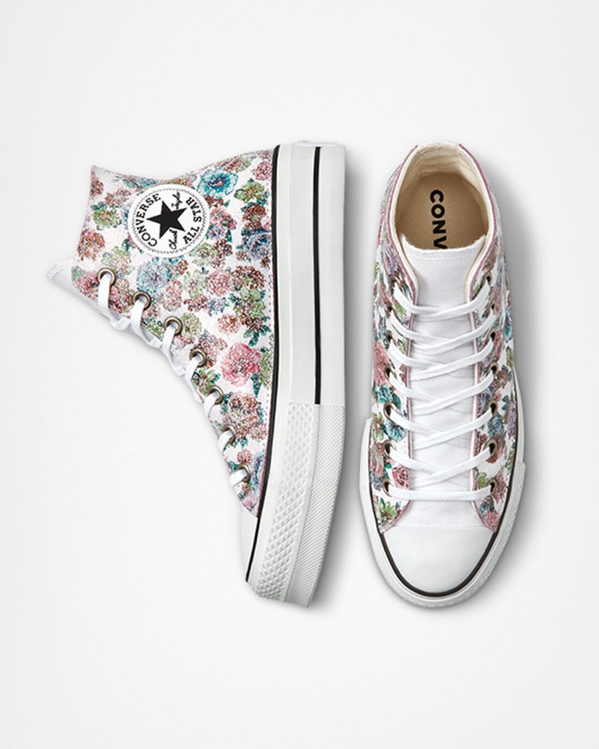 Pantofi Platforma Dama Converse Chuck Taylor All Star Lift LTD Floral Inalti Flori | RO 13JSPW263